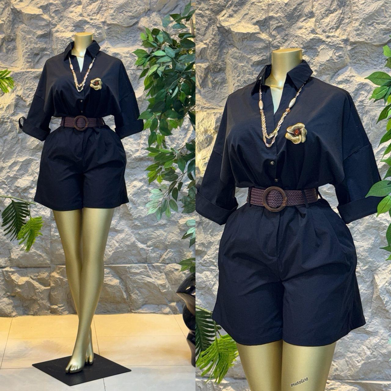 Women's Premium Cotton Tailored Utility Shorts & Button-Down Shirt Co-Ord Set with Belt - Image 9