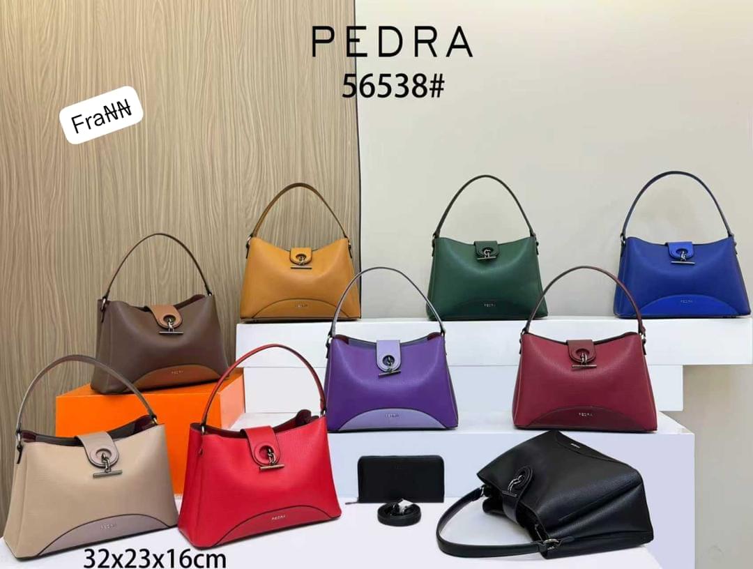 PEDRA Premium Grained Leather Hobo Shoulder Bag Set