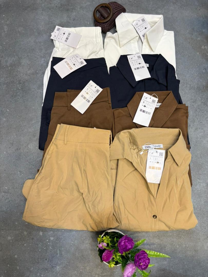 Women's Premium Cotton Tailored Utility Shorts & Button-Down Shirt Co-Ord Set with Belt - Image 2