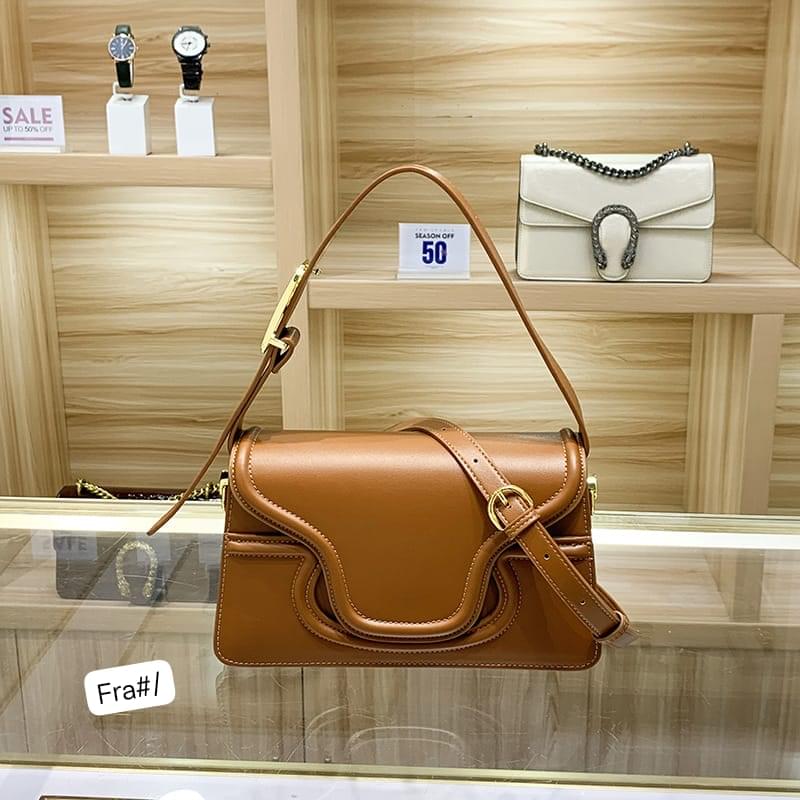 Premium Smooth Leather Sculpted Flap Shoulder Bag
