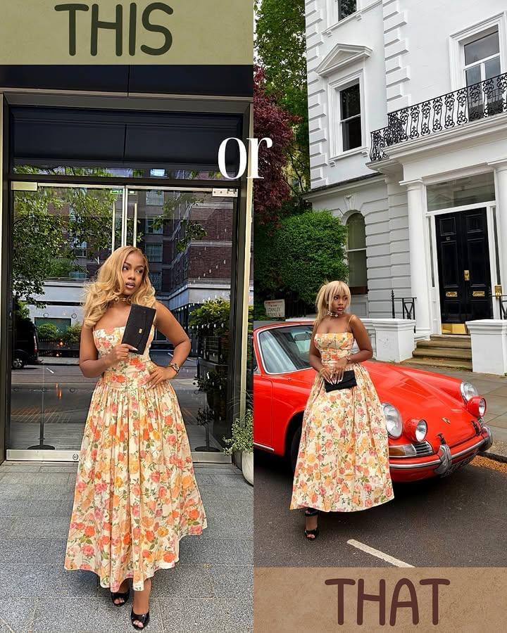 Women's Romantic Floral Corset Midi Dress with Flared A-Line Skirt - Image 7