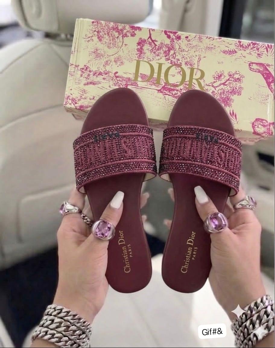 Christian Dior Paris Dway Premium Crystal-Embellished Slides