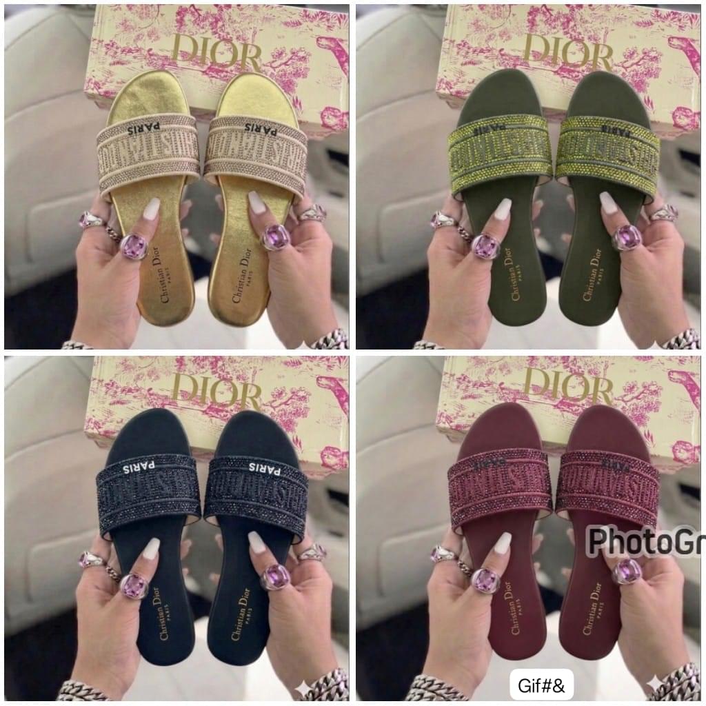 Christian Dior Paris Dway Premium Crystal-Embellished Slides - Image 2