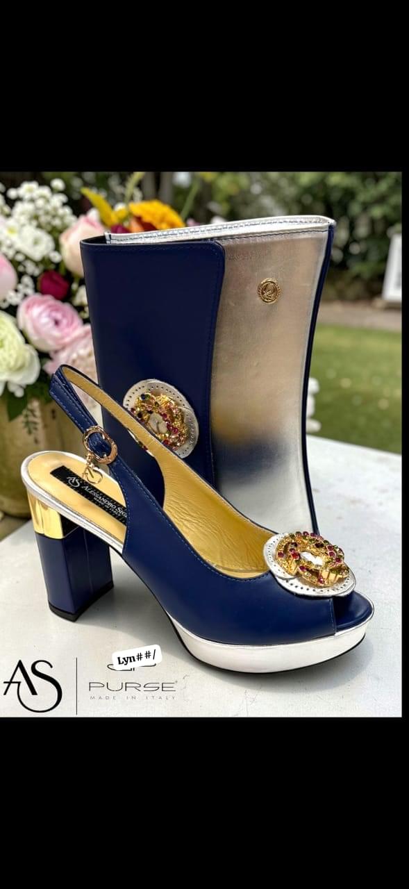 Premium Italian Platform Slingback Heel and Matching Clutch Set - Image 2