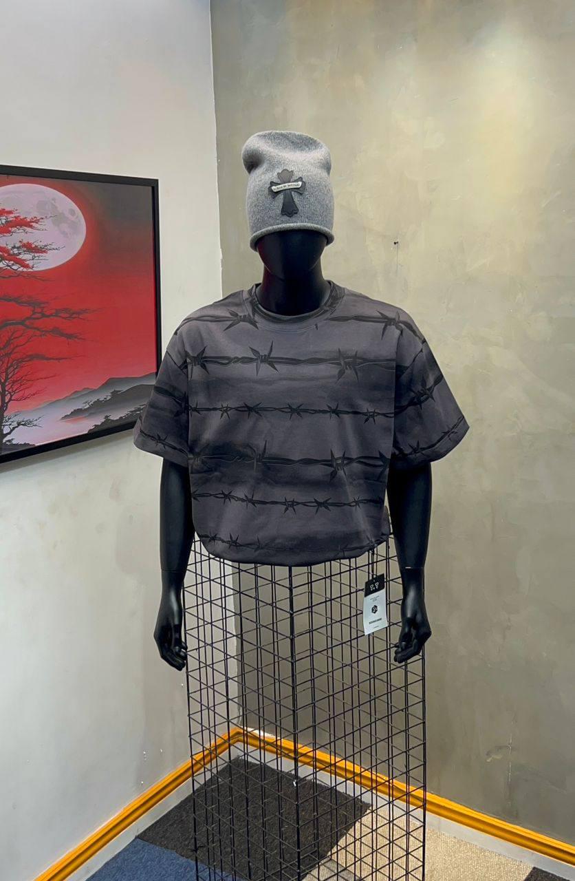 Oversized Casual Crewnecks - Stealth charcoal gray base layered over deep black airbrushed cloud bands.