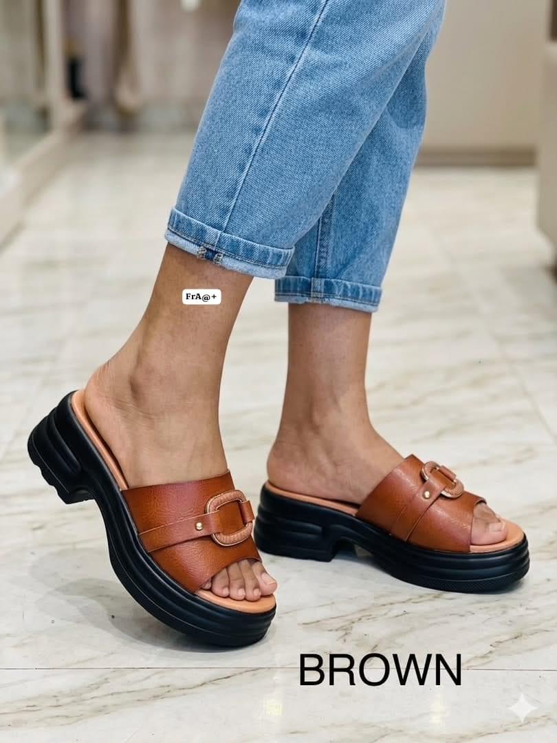 Chunky Buckled Open-Toe Platform Slide Mules - Image 2